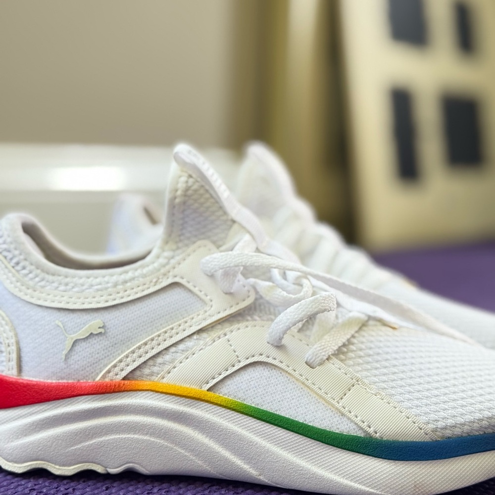 Puma White Pride Sneakers Low-Top Mesh KIDS - Picture 2 of 4